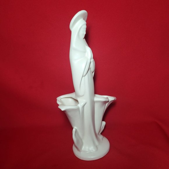 VTG Royal Haeger Virgin Mary Figurine White Plantar Vase Madonna Praying Hands - Picture 13 of 13